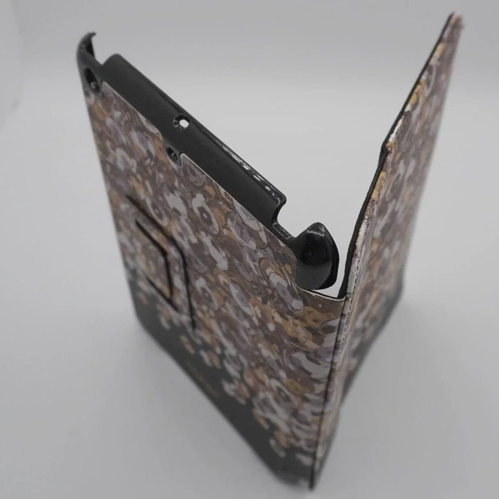 Isaac Mizrahi New York iPad Mini Folio Case Gold Silver Sequin Print Stand 34-14